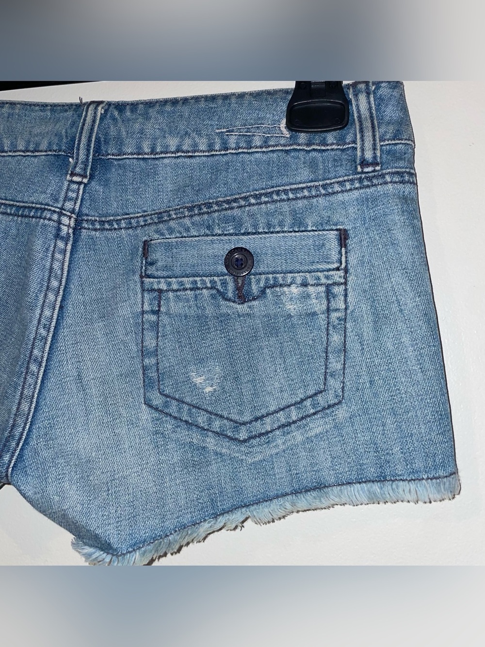 Vintage Y2K American Eagle Light Wash Denim Button-Front Low Rise Short Shorts - Picture 9 of 9